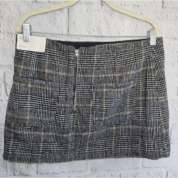 American Eagle NWT Gray And Brown Plaid Hi-Rise Mini Skirt 10 - Picture 3 of 16